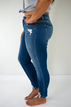 Load image into Gallery viewer, Unless You're Blue Mid Rise Crop Skinny Jean