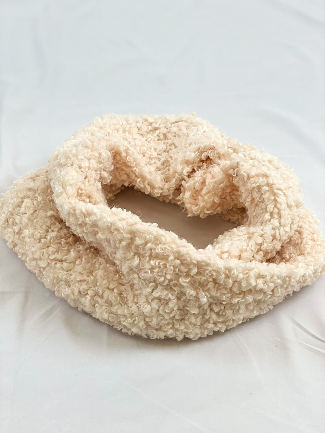 Ivory Teddy Fur Infinity Scarf