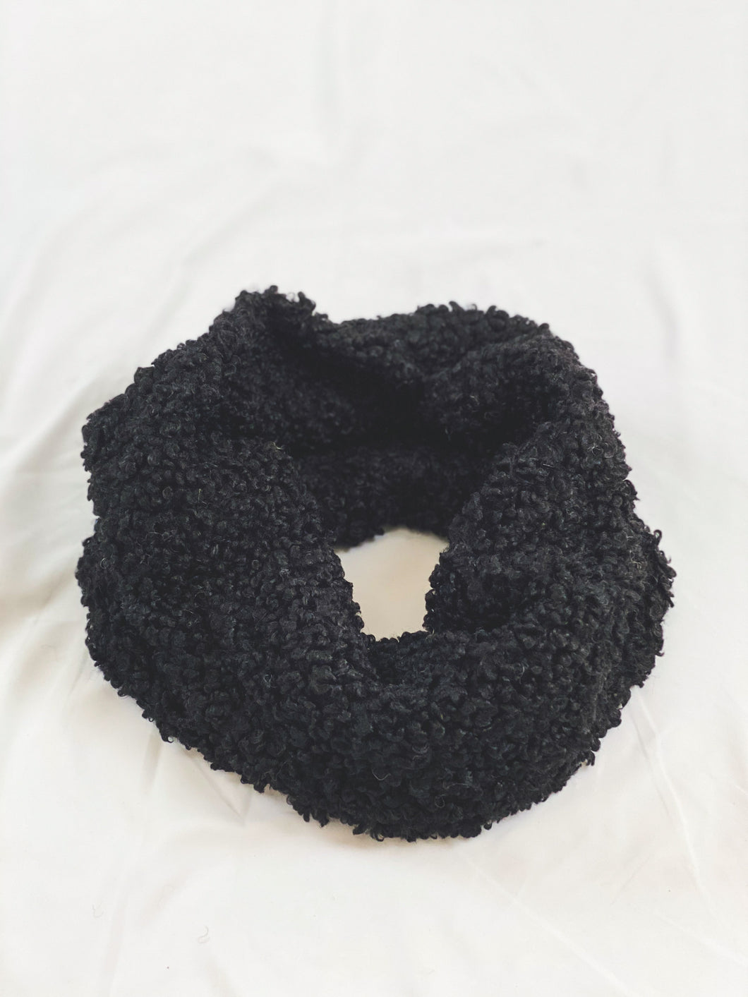 Black Teddy Fur Infinity Scarf