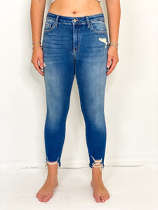 Unless You're Blue Mid Rise Crop Skinny Jean