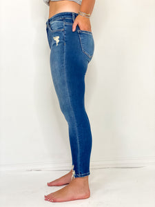 Unless You're Blue Mid Rise Crop Skinny Jean