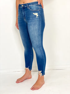 Unless You're Blue Mid Rise Crop Skinny Jean