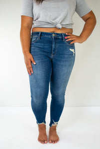 Unless You're Blue Mid Rise Crop Skinny Jean